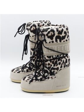 NEW Moon Boot Icon Suede Snow Boots Light Leopard